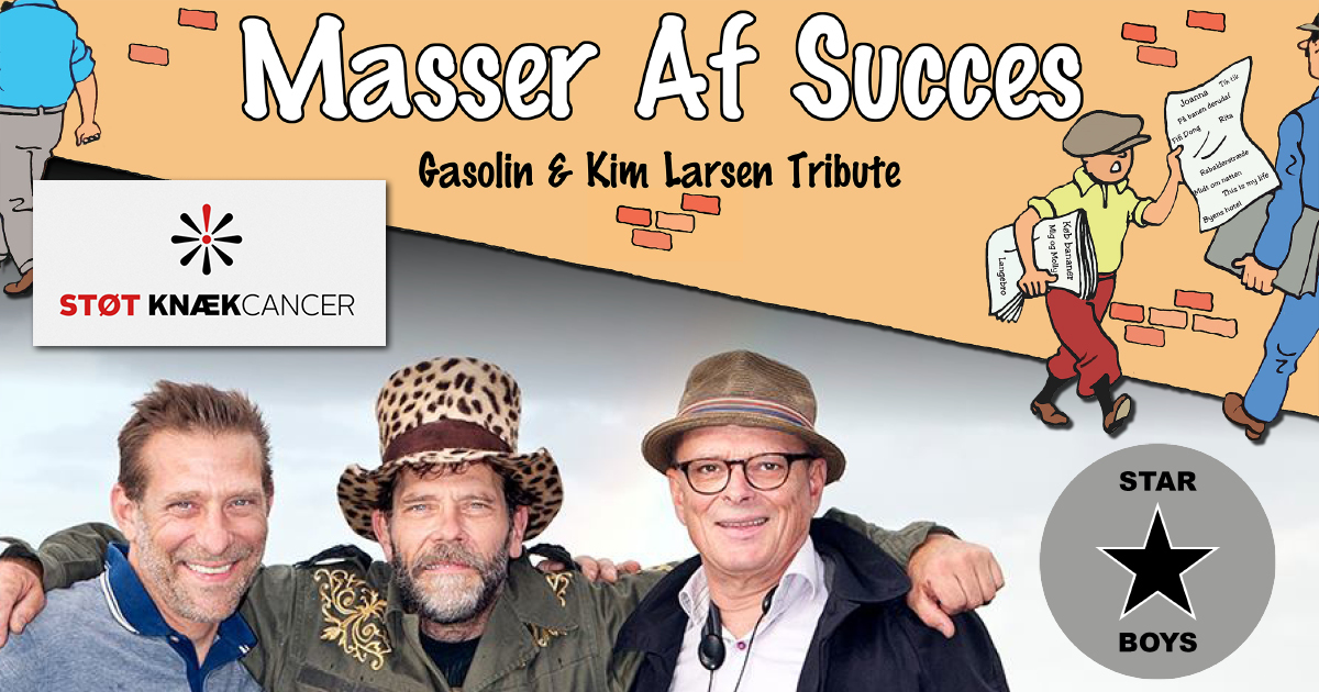 Vær klar til en aften med gode klassikere fra bandet Masser Af Succes der spiller Gasolin og Kim Larsen numre, hvor efter Starboys fortsætter på scenen med en dansefest med deres mix af de største hits fra 80’erne og 90’erne.